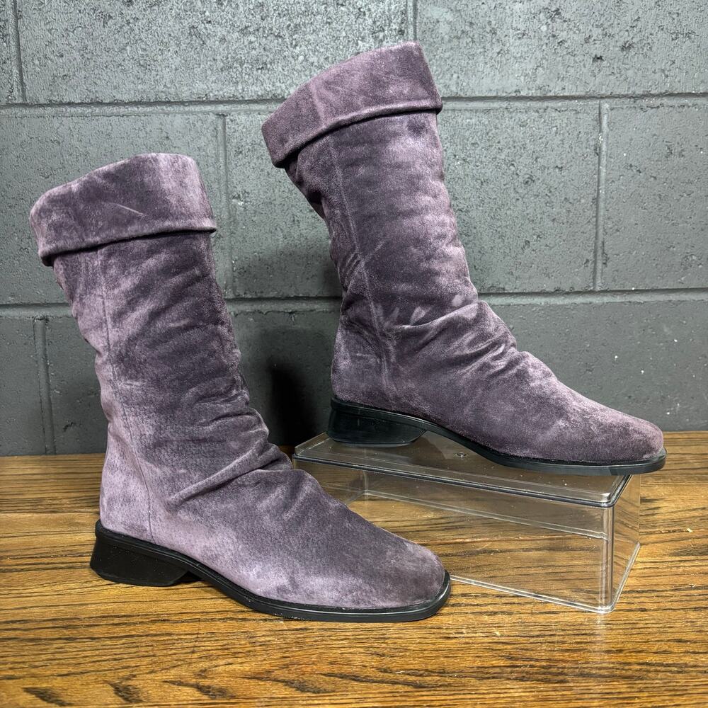 Vintage Markon Purple Suede Slouch Mid Calf Boots Women’s 6.5 Square Toe
